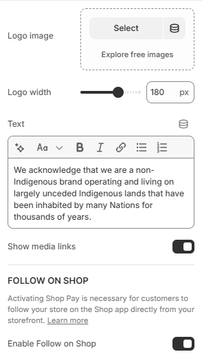 footer store info block